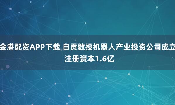 金港配资APP下载 自贡数投机器人产业投资公司成立  注册资本1.6亿